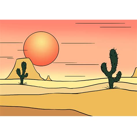 How To Draw A Desert Really Easy Drawing Tutorial