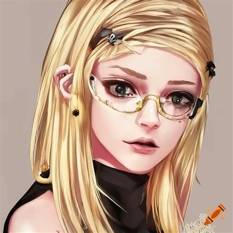 Anime Style Woman With Blonde Hair And Black Earings