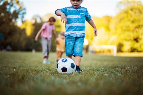 Football On Grass Stock Image Image Of Move Children 199758395