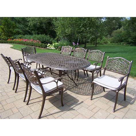 Oakland Living Mississippi Cast Aluminum 82 X 42 In Oval Patio Dining