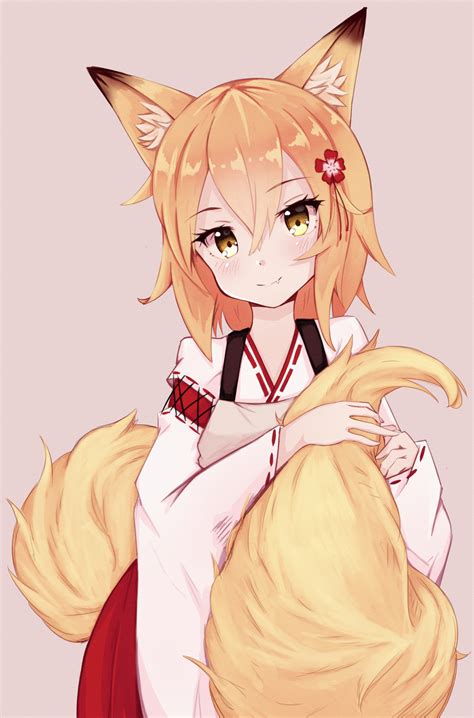 Download 1642x2488 Animal Ears Blonde Anime Fox Girl Cute Short Hair Wallpapers