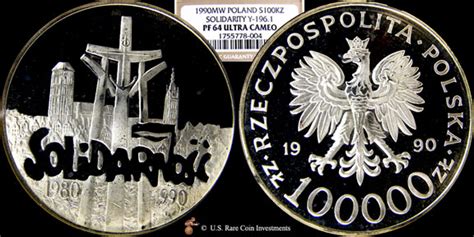 Poland 1990 Solidarity 100000 Zloty Silver Proof Coin