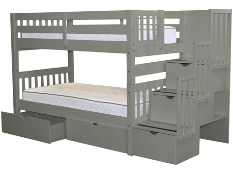 Bedz King Stairway Bunk Beds Twin Over Twin With 3 Drawers In The Steps