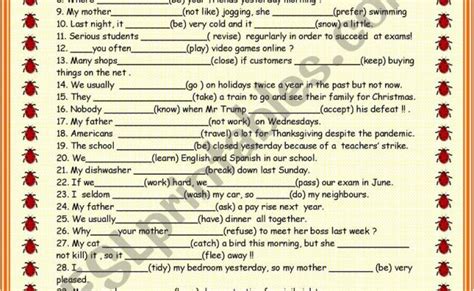 Mixed Tenses Past Present Future Past Tense Worksheet Verb Otosection