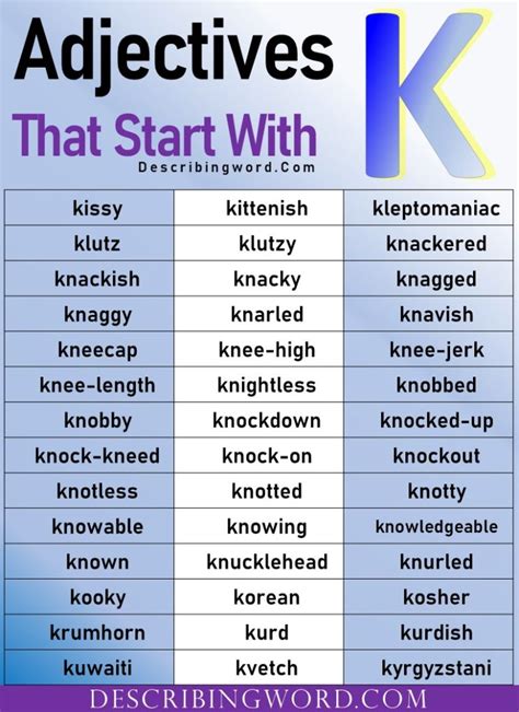 104 Adjectives That Start With K Describingwordcom