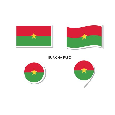 Burkina Faso Flag Logo Icon Set Rectangle Flat Icons Circular Shape