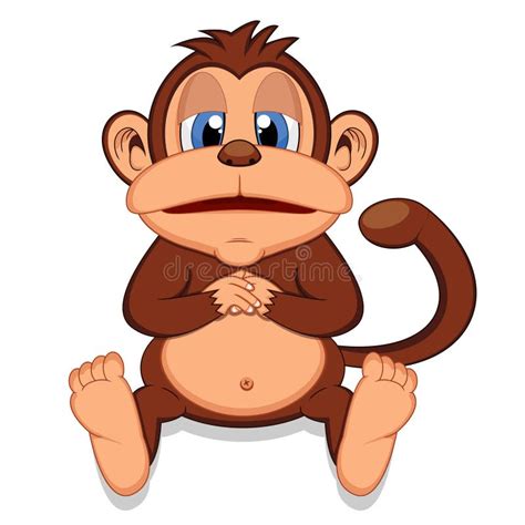 Fat Monkey Sitting Cartoon Stock Vector Illustration Of Lazy 58956642