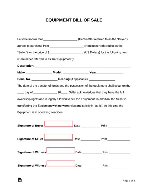 Generic Bill Of Sale Form Free Printable Equipment Hot Sex Picture