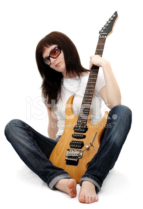 Pretty Young Girl Holding An Electric Guitar Stock Photo Royalty Free