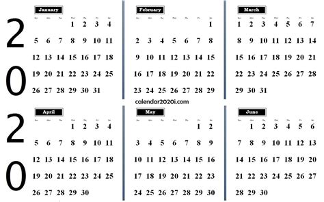 Free Printable Calendar 6 Months One Page Example Calendar Printable