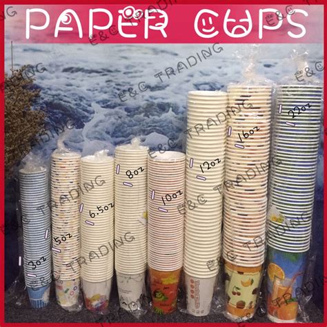 E C 50pcs DISPOSABLE PRINTED PAPER CUPS WITHOUT LIDS Paper Cup 3oz 5oz