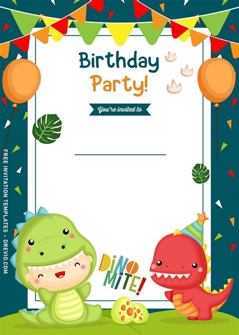 9 Awesome Dino Party Birthday Invitation Templates Download Hundreds