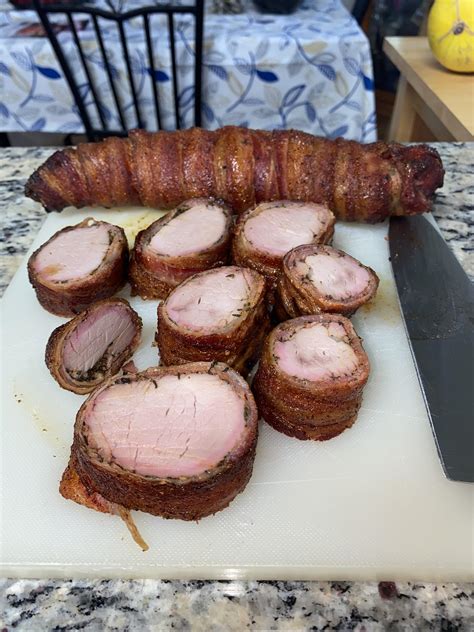 Pork tenderloin is lean and has almost no fat. Bacon wrapped pork tenderloin - really easy - recipe in comments : Traeger