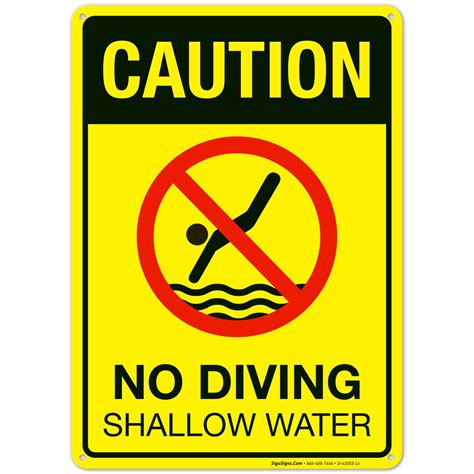 Caution No Diving Shallow Water Sign Pool Sign
