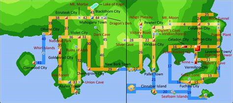 Map Of Kanto And Johto For Reference In Naming Parts Of The Map Map