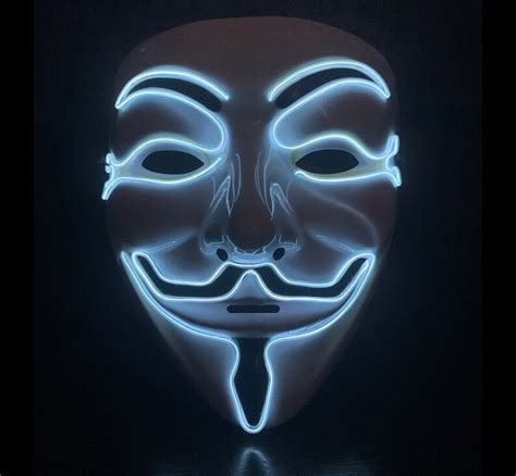 Anonymous Led White Mask Light Up Scary Bonfire Night Etsy