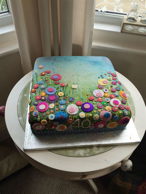40th Birthday Cake Flower Cake Yvonne Coomber Cake Painting Painted