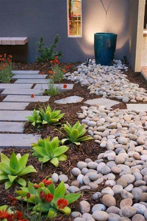 Front Yard River Rock Landscaping Ideas