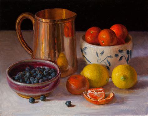 Wang Fine Art Blueberries Tangerines Lemons Still Life