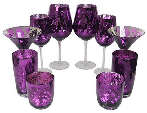 Metallic Purple Glassware Set Purple Kitchen Accessories Glassware Set Purple Kitchen