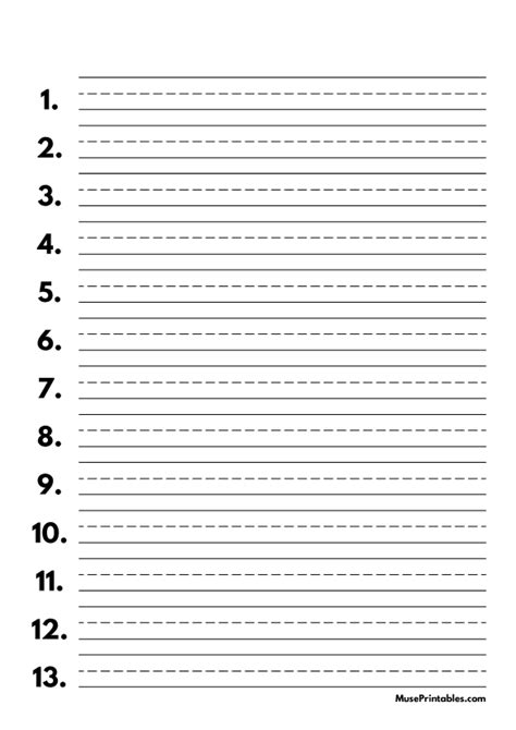 Printable Numbered Lined Paper