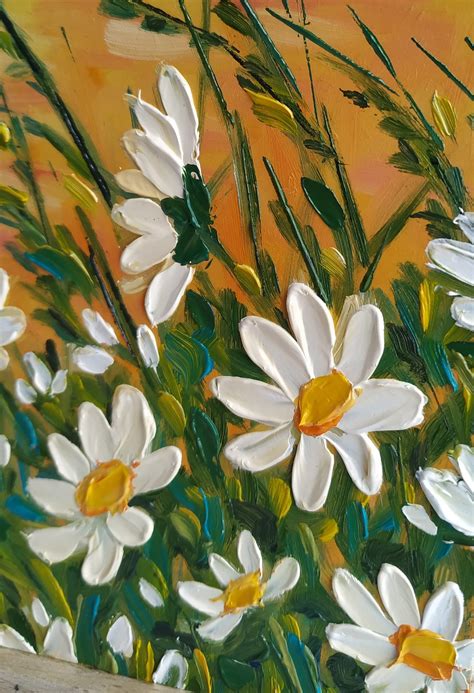 Wildflower Painting Daisy Small Art Oil Painting Daisy Field Etsy