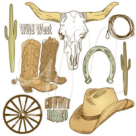 Cowboy Clipart And Digital Scrapbooking Paper By Graphicmarket 499