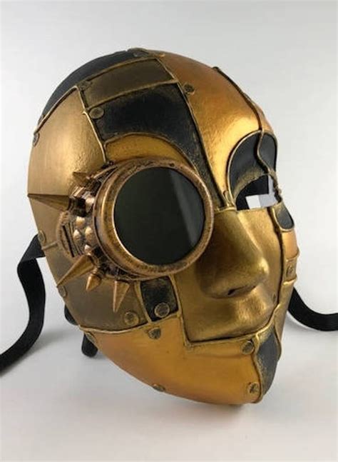 Venetian Full Face Mask Futuristic Copper Etsy