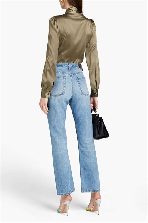 dolce and gabbana pussy bow stretch silk satin blouse sale up to 70 off the outnet