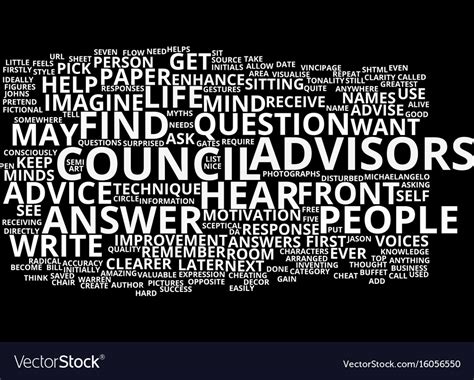 Council Of Advisors Text Background Word Vector Image