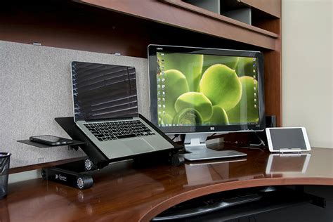 Incorporating one of these desk stands for laptops into your office space is an easy way to improve your comfort as you work throughout the day. Executive Office Solutions Portable Adjustable Aluminum ...