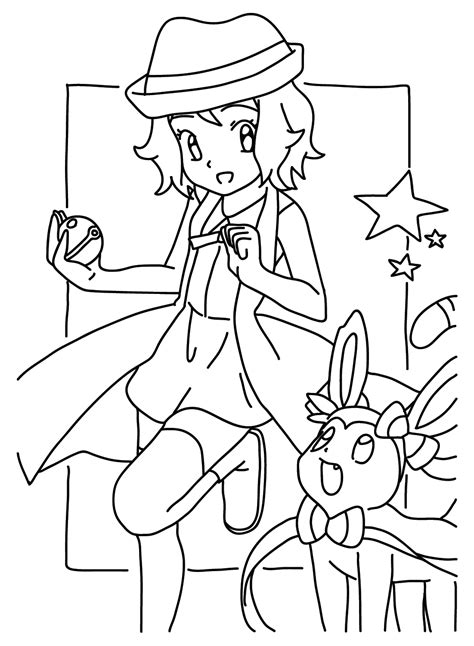 Serena And Pokemon Coloring Page Free Printable Coloring Pages