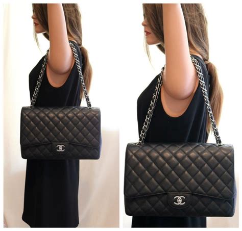 Chanel Classic Xl Jumbo Maxi Black Caviar Leather Single Flap Bag Wshw