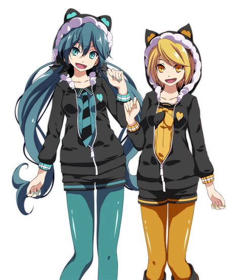Hatsune Miku And Kagamine Rin Vocaloid And 1 More Drawn