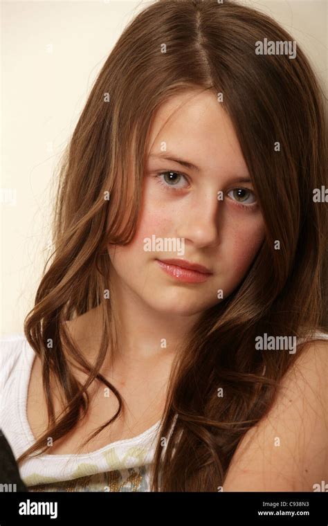 Portrait Of A Pretty 11 Year Old Girl Stock Photo Alamy