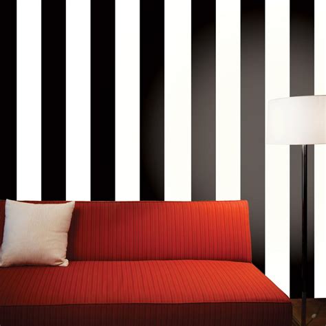 Tempaper Stripe Black And White Self Adhesive Removable Wallpaper St525