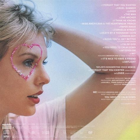 Lover Album Standard Edition Back Cover Released August 23 2019 Taylor Swift