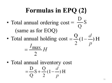 Total Inventory Cost Formula