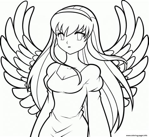 Easy Drawings To Draw Anime Angel Girl Coloring Pages Printable