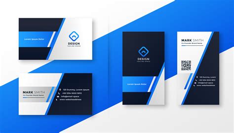 Professional Blue Business Card Template Set Download Free Vector Art