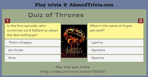 Trivia Quiz Quiz Of Thrones