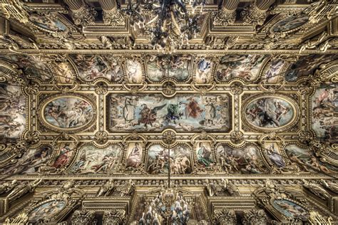 The ceiling of the paris opera house. Le Palais Garnier (Paris opera house) - Ceiling of the Gra ...