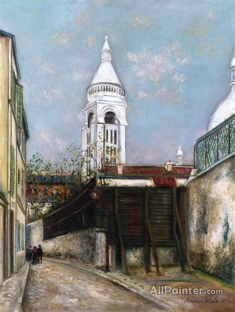 Maurice Utrillo The Rue Saint Vincent And Sacré Coeur Oil Painting