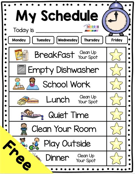 Free Kids Routine Chart Chore Charts For Children Pre K Preschool