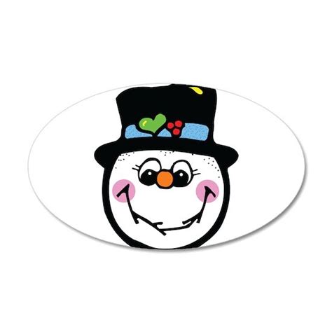 Happy Snowman Face 20x12 Oval Wall Decal By Dagerdesigns Cafepress