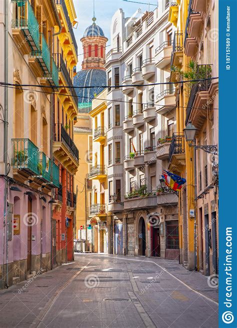 Old Town Colorful Street In Valencia Spain Editorial Stock Image