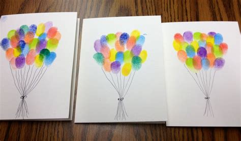 Birthday Balloon Cards With Fingerprints Fingerprint Cards