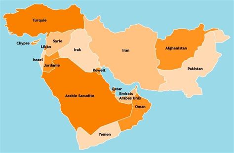 Moyen Orient Et Pays Limitrophes Géographie Moyen Orient Carte Moyen