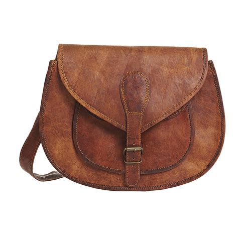 Vintage Leather Saddle Bag Large By Vida Vida