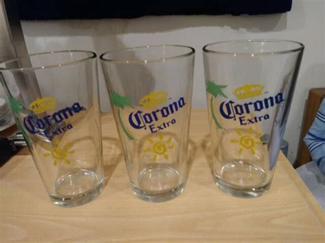 Corona Extra Pint Glasses Beer Barware Set Of 3 Pre Owned Ebay